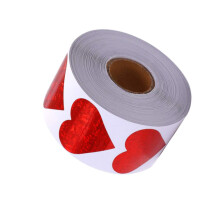 1Roll Rote Herz Aufkleber Glitter Für Party Und Valentinstag