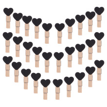 30 hartvormige fotoknijpers met jutkoord voor decoratie (zwart)