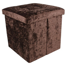 (BROWN ) Crushed Velvet Footstool Foldable Storage Cube with Lid, 38cm x 38cm x 38cm Box Boxes Organiser Home Storage Multicolour Room Organizer