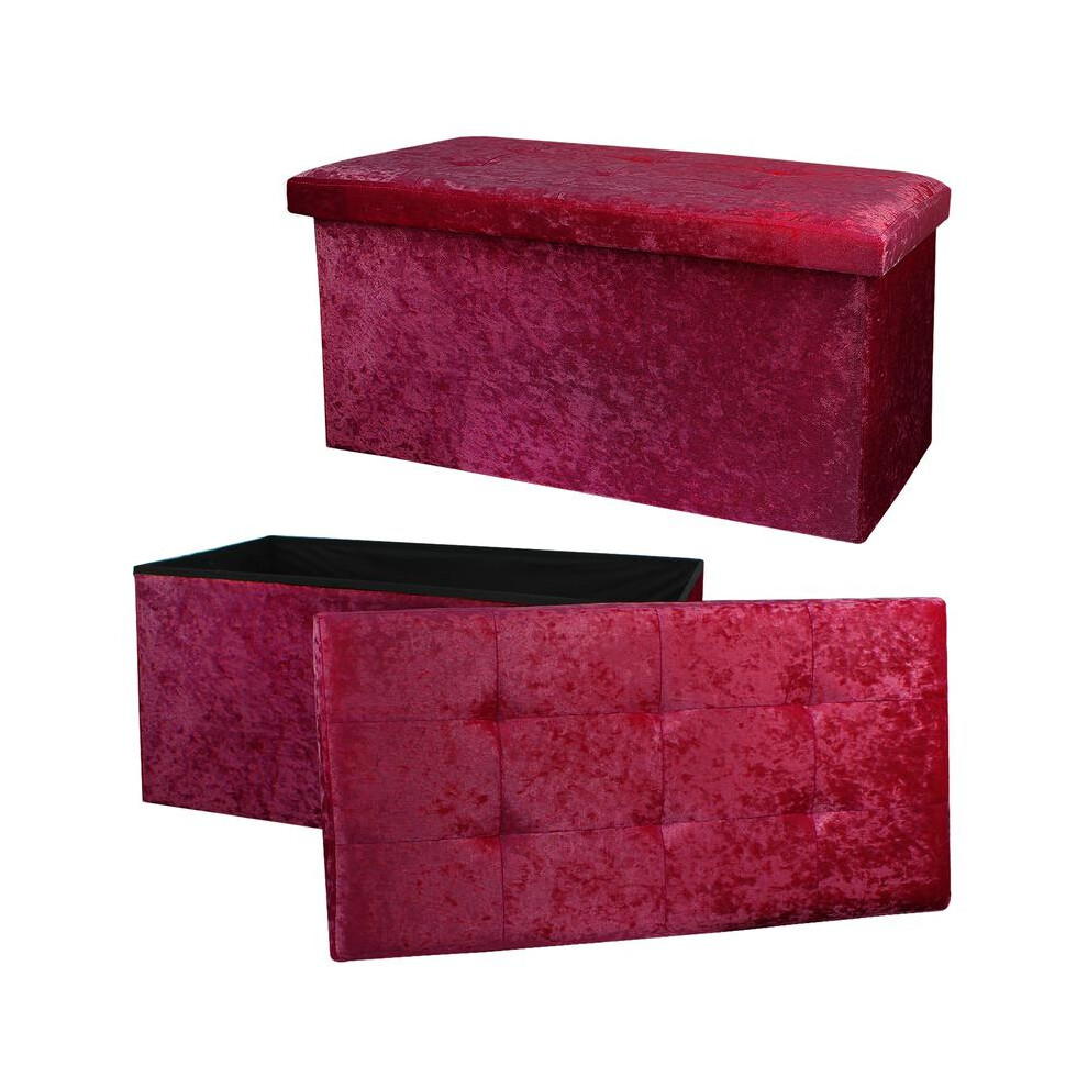 (PLUM) Double Crushed Velvet Storage Box with Lid, Foldable Design in Grey, Brown, Black, Pink, Plum or Cream Organiser Collapsible Home Storage-image-OPC-PKRHQSQ-NEW