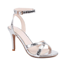 Women's Open Toed High Heels 10CM Silver Nightclub Pole Dance Shoes Wedding Office Dress Shoes 6.5 UK