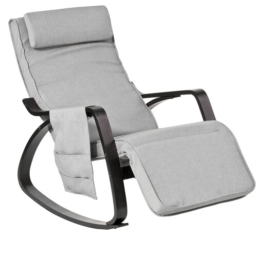 SoBuy Fauteuil à Bascule Gris avec Repose-Pieds