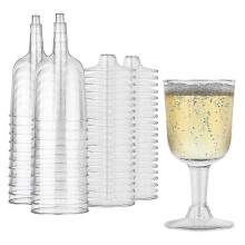 Recyclable Clear Plastic Wine Glasses - Unbreakable Wine Glasses - Disposable and Reusable Champagne and Dessert Cups, 20 Pieces