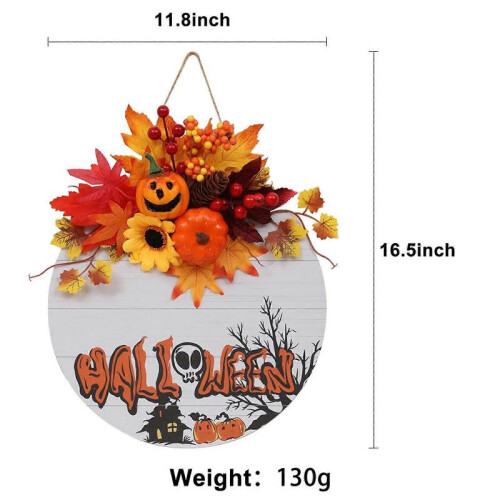 Garden Fall Wreath: Outdoor Artificial, Maple Leaf Pumpkin Decoration. 2