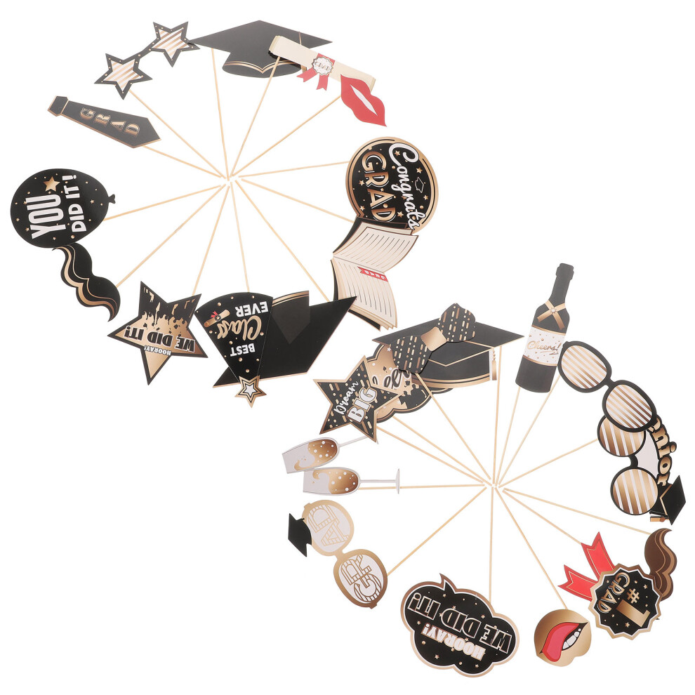 25Pcs Graduation Season Photo Booth Props Paper Wood For Party Fun 3301131219499