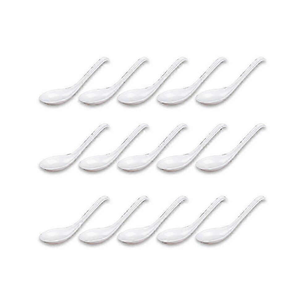 Soup Spoons, 15 Pieces Japanese Style Rice Spoons, Asian Soup Spoons with Long Handle for Restaurant