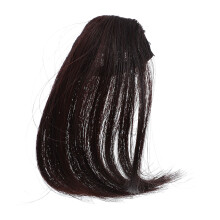 one piece clip in hair bangs thin fringe extensions dark brown