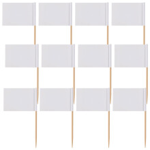 200Pcs Wooden Toothpick Flags White Cake Flags Dessert Toppers