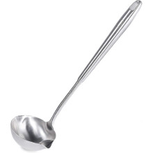 Healthy Sauce Ladle, 304 Stainless Steel Soup Spoon with Ergonomic Handles, Vacuum Grip Ladle for Easy Serving, Heat Resistant Design 13.5 Inch