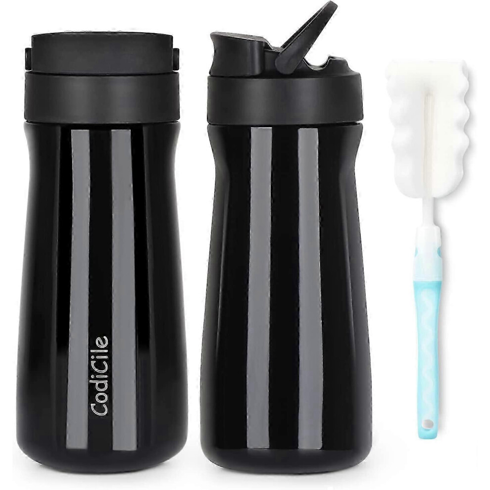 Leakproof Coffee Mug with Carry Handle, BPA Free Insulated, Black Stainless Steel, 500ml