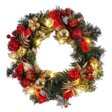 Festival DecorationGold Lighted Christmas Wreath Wrought Iron Wooden Front Door Christmas Wreath/Wreath Fall/Indoor Outdoor Home Door Wreath/Christmas