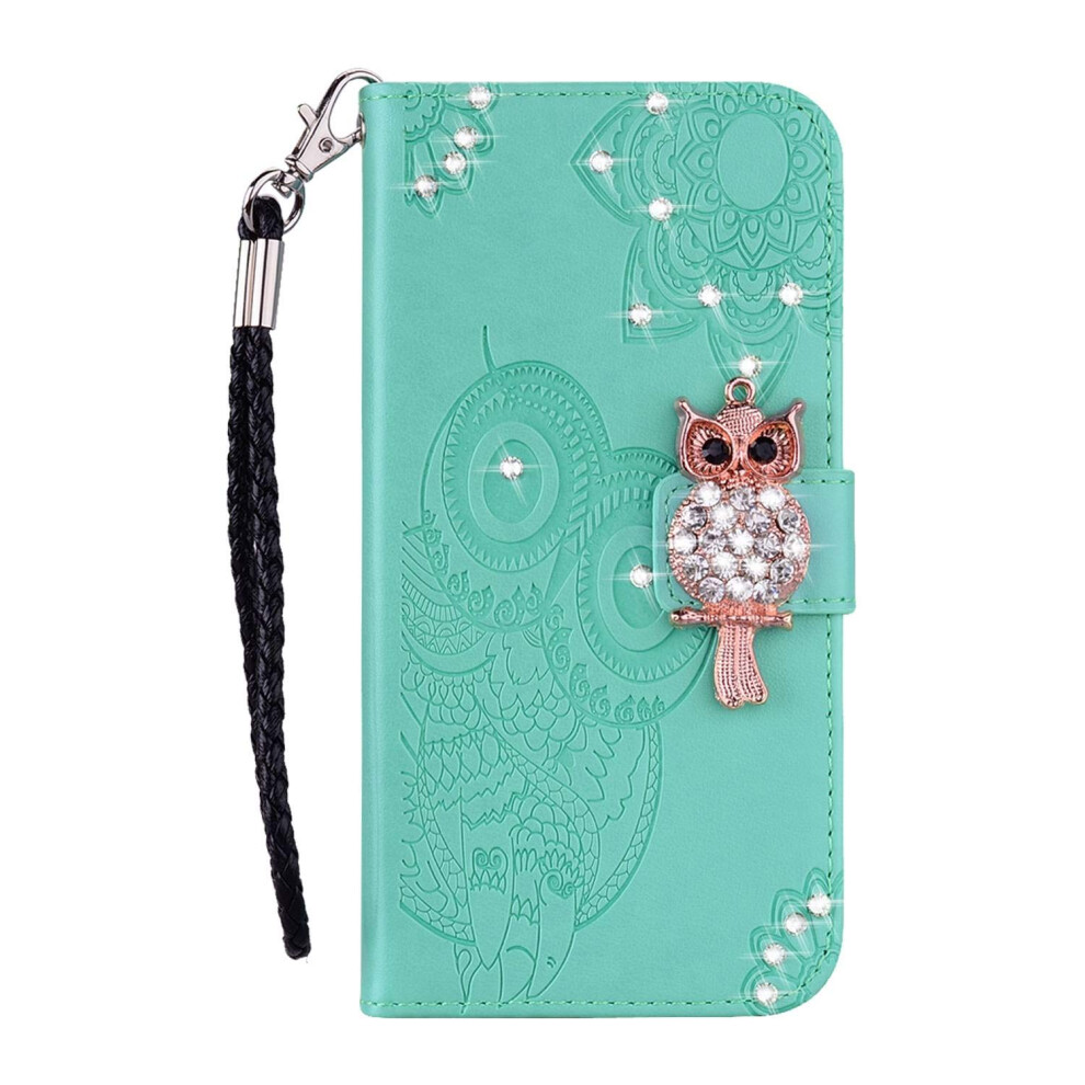 Moto E40 Case Leather Folio Wallet Card Slots Bumper Kickstand Magnetic Clasp Bling For Motorola Moto E40/E30/E20 Green 9393856992232