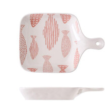 Japanese Hand-Painted Bakeware Ceramics Single-Handle Baking Dish Rectangular Deep Lasagna Pan 22.6x15.8 cm