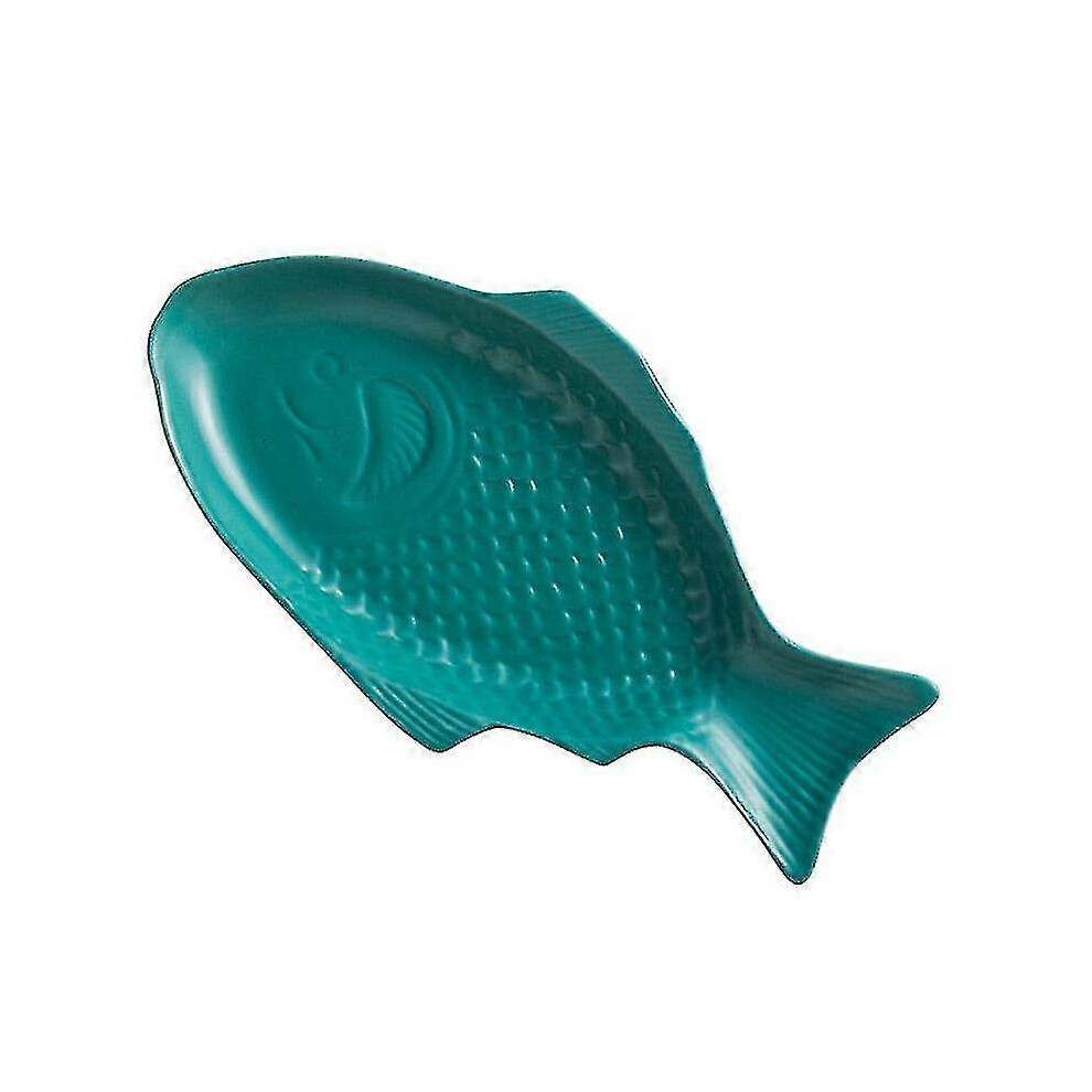 Piece Creative Ceramic Tableware Fish Shape Plate Fish Storage Dish for Restaurant Home Dinner (28cm, Dark Green)