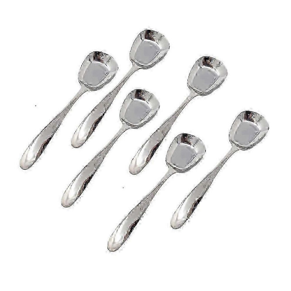 Set of 6 stainless steel square head spoons, ice cream spoons, measuring spoons, rice spoons, soup spoons