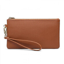 (As show, One size) Women's Wallet RFID Blocking Leather Zip Wallet Clutch Wrist Strap Travel Long Wallet, Rfid Wallet (caramel colour)