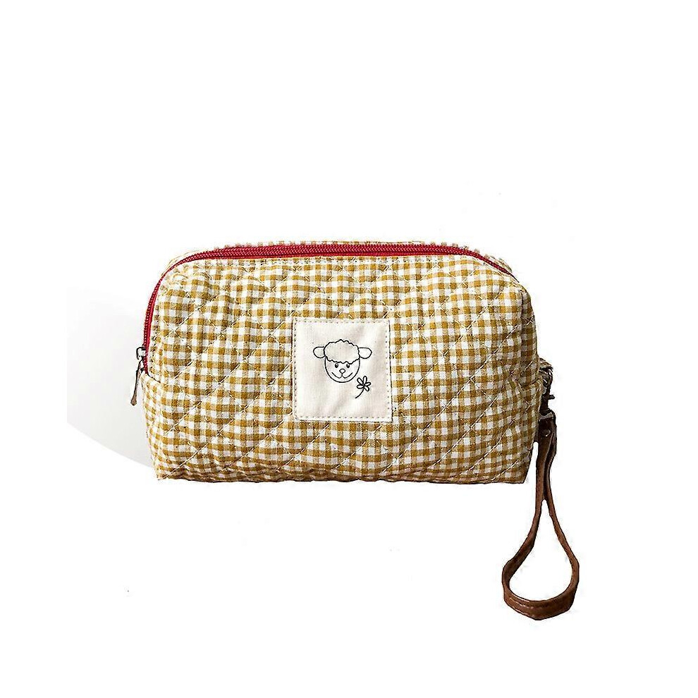 Kikidex (As Show, One Size) Yellow Plaid Luggage Cosmetic Bag Quilted Cosmetic Bag Portable Cosmetic Bag 19Cm*12Cm*6Cm