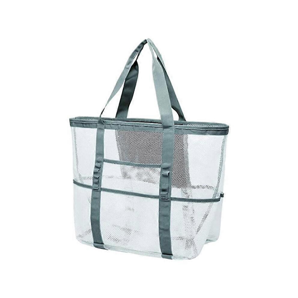 Kikidex (As Show, One Size) Summer Swimming Beach Bag Swimwear Mesh Storage Bag Large Mesh Storage Bag Outing Sports Travel Tote Bag, White