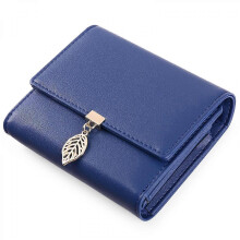 (As show, One size) Women's Wallet Leather Leaf Pendant Card Holder Cell Phone Clutch with Zipper Pocket, A-Black, Medium, Rfid Wallet (Royal blue)