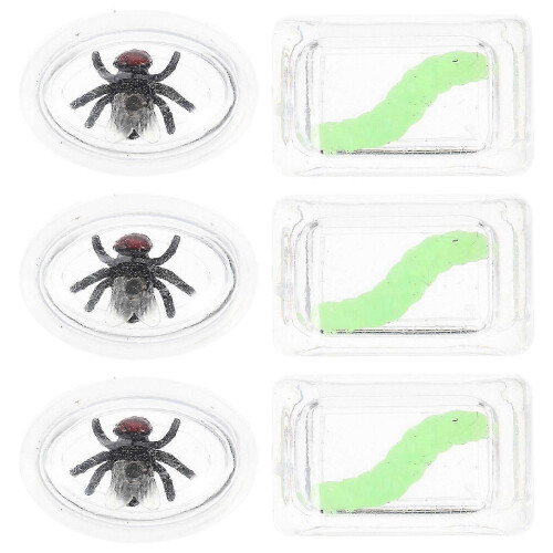 Set of 6 artificial ice cubes with insects