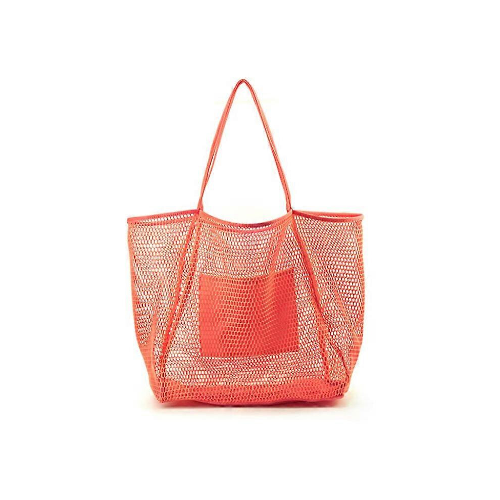 Kikidex (As Show, One Size) Mesh Beach Tote Bag, Orange