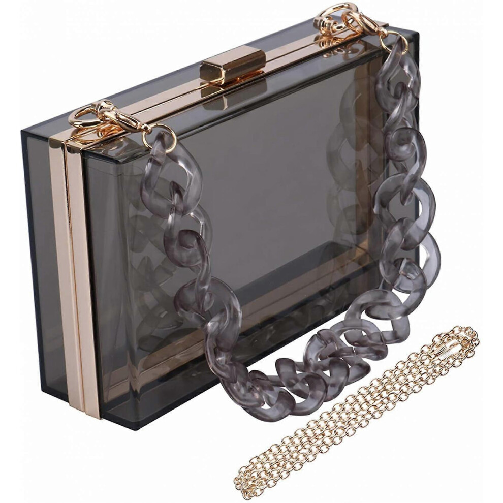 Kikidex (As Show, One Size) Aveki Women Acrylic Transparent Star Evening Bags Purses Clutch Vintage Banquet Handbag, Gray Gold