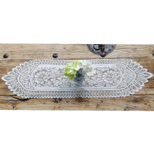 Set of 2 Rectangular Cotton Crochet Lace Table Runners for Dresser Scarf Placemats (