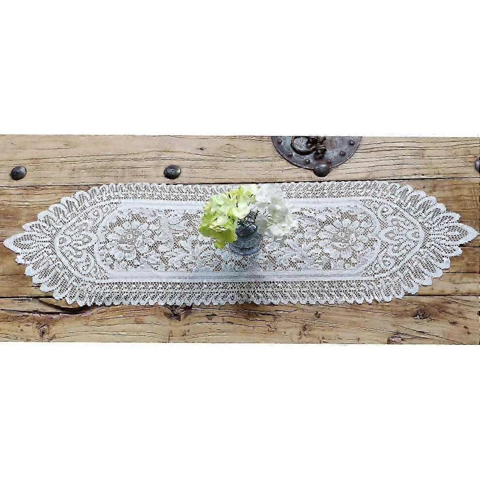 Set of 2 Rectangular Cotton Crochet Lace Table Runners for Dresser Scarf Placemats (-image-OPC-PKRJ5QB-NEW