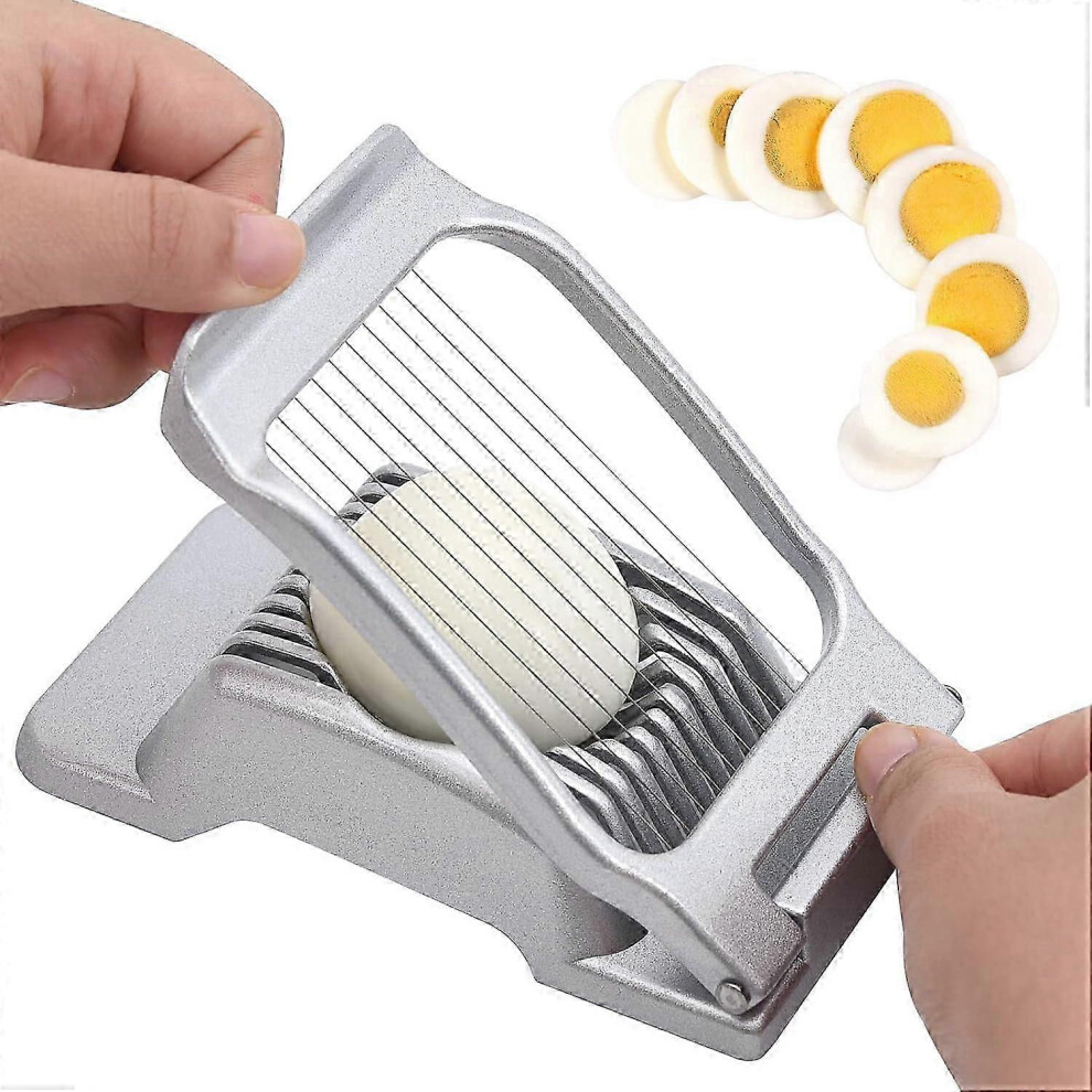 Egg cutter, egg cutter for hard-boiled eggs, heavy-duty aluminum egg cutter, versatile strawberry cutter