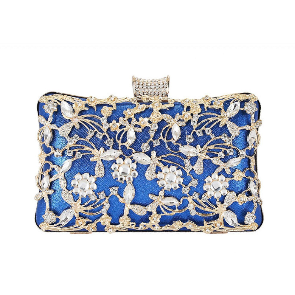 Kikidex (As Show, One Size) Aveki Womens Crystal Evening Clutch Bag Wedding Purse Bridal Prom Handbag Party Bag, Blue
