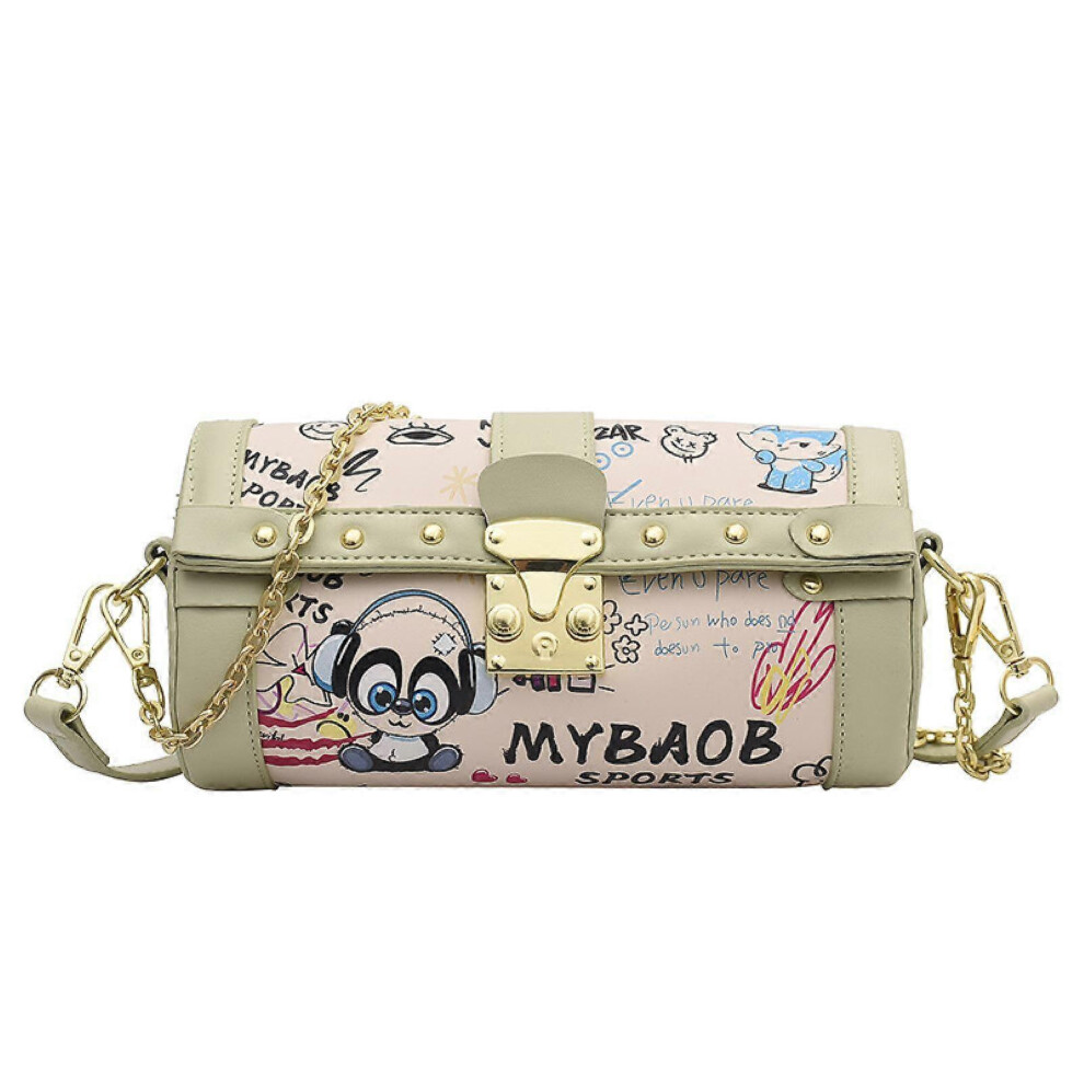 Kikidex (As Show, One Size) Aveki Women Cartoon Cylinder-Shaped Evening Party Bag Chain Shoulder Crossbody Bag, Green