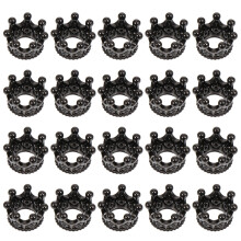 20Pcs Portable Black Copper Mini Crown Zircon Ornaments