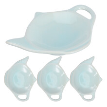 4pcs ceramic tea bag holder saucers shaped like teapots