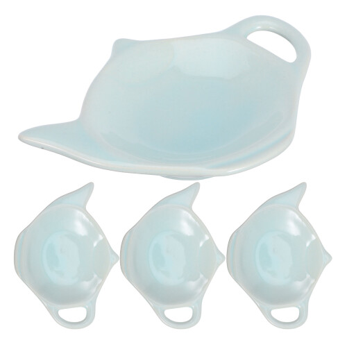 4pcs ceramic tea bag holder saucers shaped like teapots