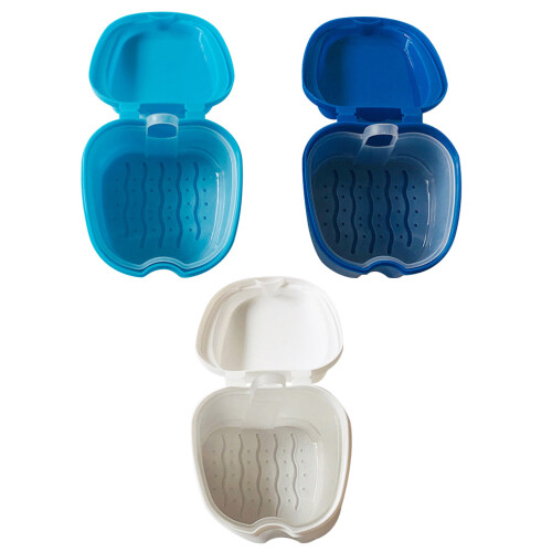 3pcs fake teeth storage boxes denture cases cups assorted color 2