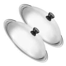 2Pcs Universal Stainless Steel Pot Covers Silver Kitchen Pan Lids