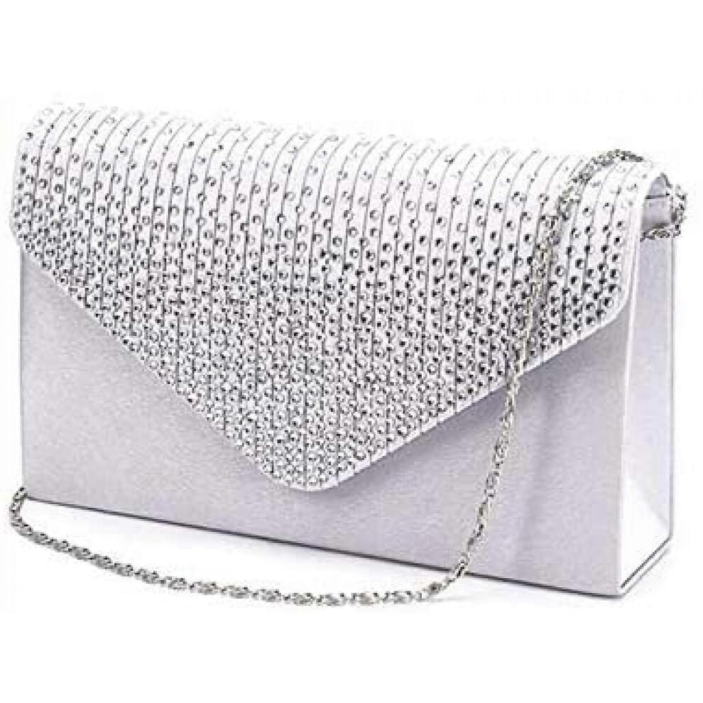 Kikidex (As Show, One Size) Aveki Ladies Evening Handbags Bridal Wedding Bag Handbag, Silver