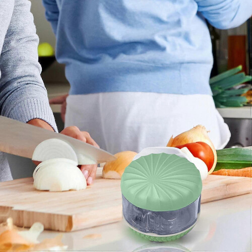 Manual Garlic Chopper - Food Processor with Sharp Blade (Color: Green) 2