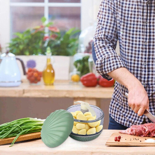 Manual Garlic Chopper - Food Processor with Sharp Blade (Color: Green) 1