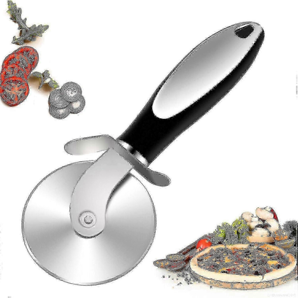 Stainless Steel Pizza Cutter, Professional and Safe Pizza Wheel, Practical Pizza Cutter with Finger Protection and Ergonomic Non-Slip Handle - R