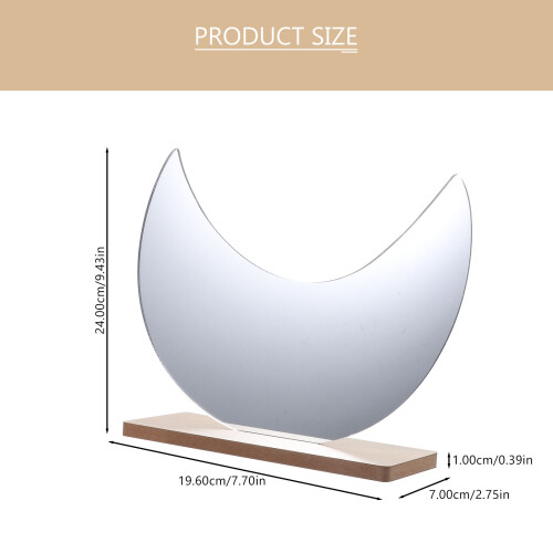 wooden tabletop makeup mirror moon style desktop irregular 1