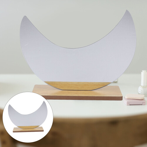 wooden tabletop makeup mirror moon style desktop irregular 2