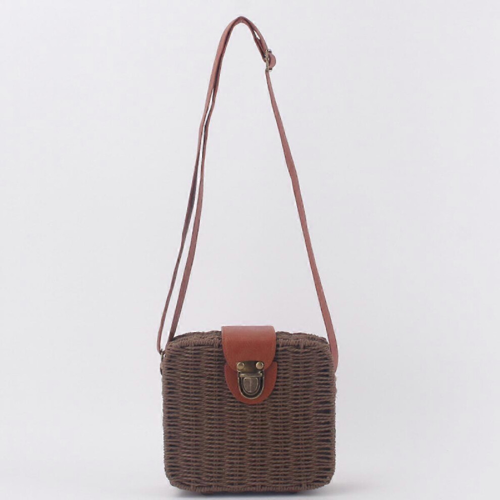 Kikidex (As Show, One Size) Summer Beach Straw Bag For Women Small Straw Crossbody Shoulder Handbag Handwoven Rattan Clutch Purse