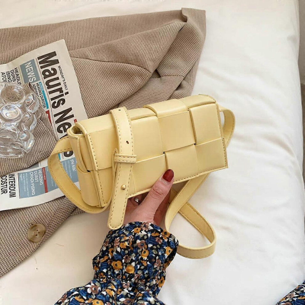 Kikidex (As Show, One Size) Woven Bag Small Bag Fashion All-Match Chest Bag Female Summer Messenger Waist Bag Trendy Ins Fashion Women's Bag Yellow