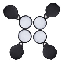 4Pcs 5X Folding Magnifier Black Pocket Loupe for Reading Maps Jewelry