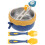 baby bowls set 4pcs with suction lid spoon fork chopsticks sky-blue 10