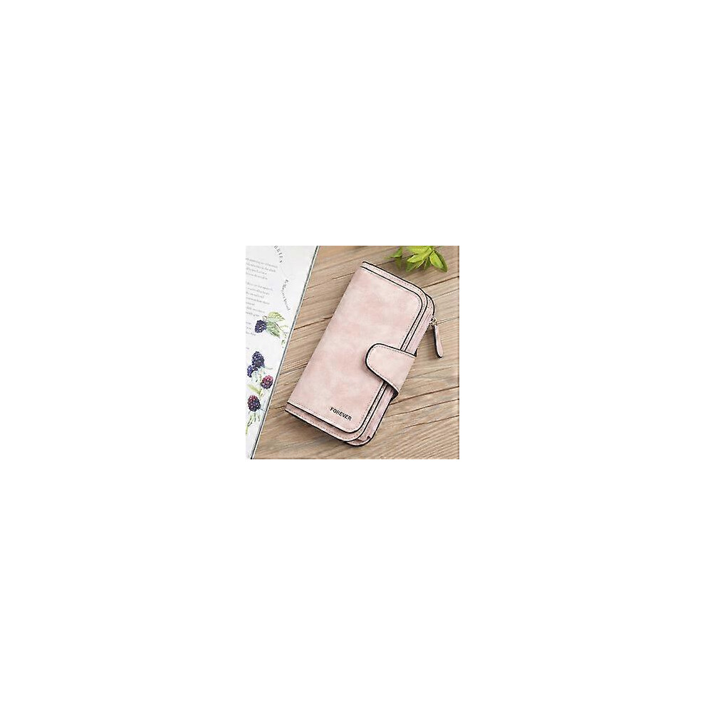 Kikidex (As Show, One Size) Women Ladies Pu Leather Clutch Satchel Bag Purse Wallet Zipped Wristlet Pouch- Pink
