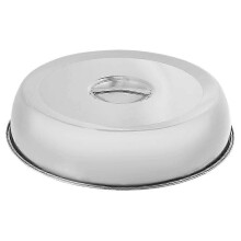 (26.00X26.00X18.00CM-Silver) Stainless Steel Steak Cover with Handle Metal Steak Cover
