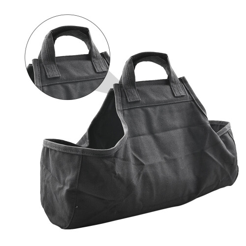 canvas firewood storage bag with hand carry for logs 2