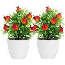 2Stk Künstlicher Obstbaum, Topfobstbaum, Bonsai-Obstbaum, Deko